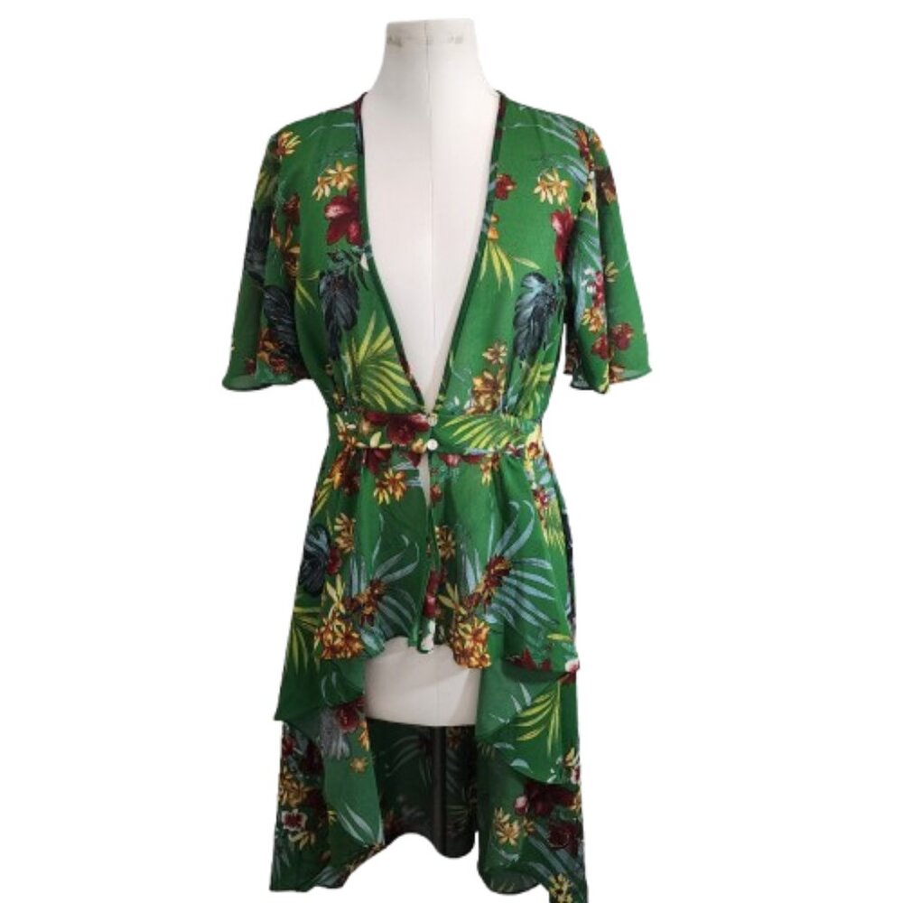 Haute Project Hi Low Sheer Floral Cardigan